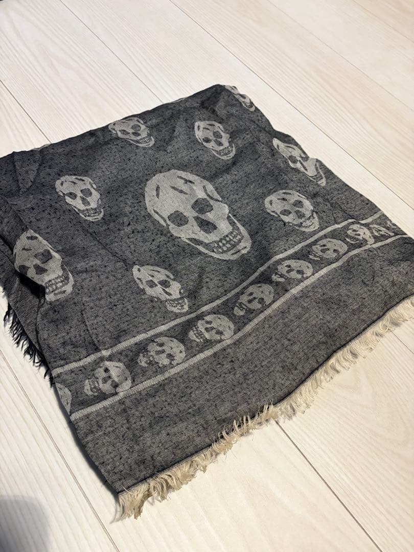 アレキサンダーマックイーン スカルシルクスカーフ ストール グレー