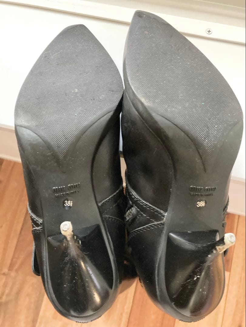 MIUMIUブラックレザー ロングブーツ 38.5