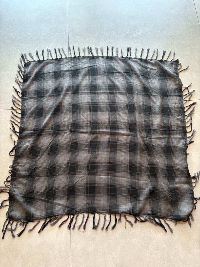 PPFM チェック ストール フリンジ付き