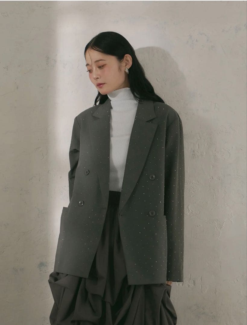 olu. グレー ダブルブレスト テーラードジャケット