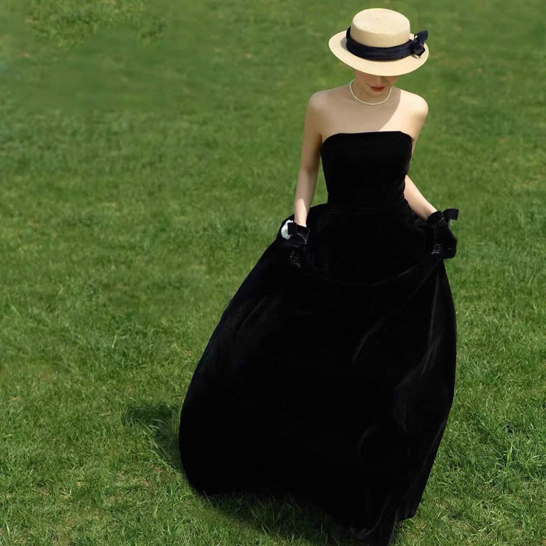 美シルエット＊ブラックドレス ウェディング 前撮り 韓国フォト ベロア