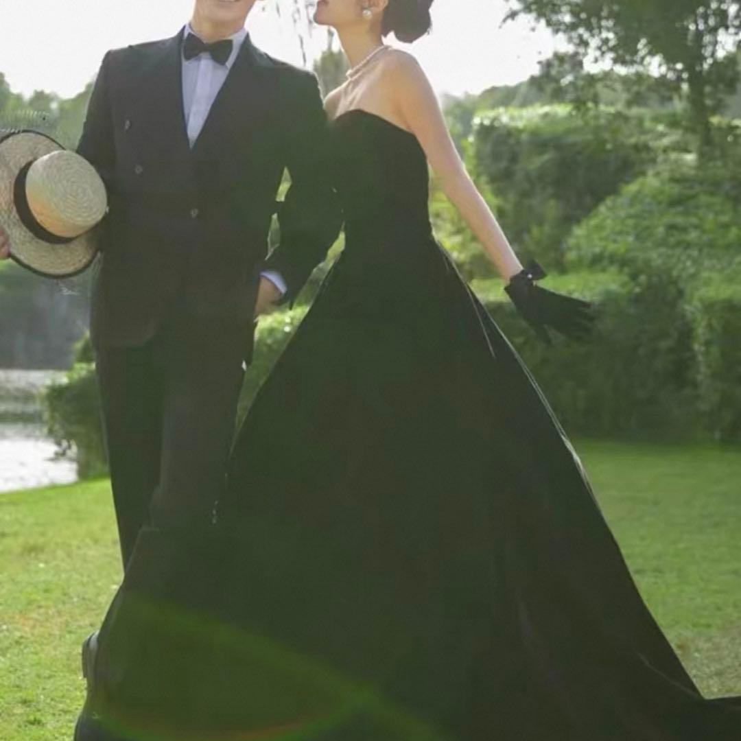 美シルエット＊ブラックドレス ウェディング 前撮り 韓国フォト ベロア