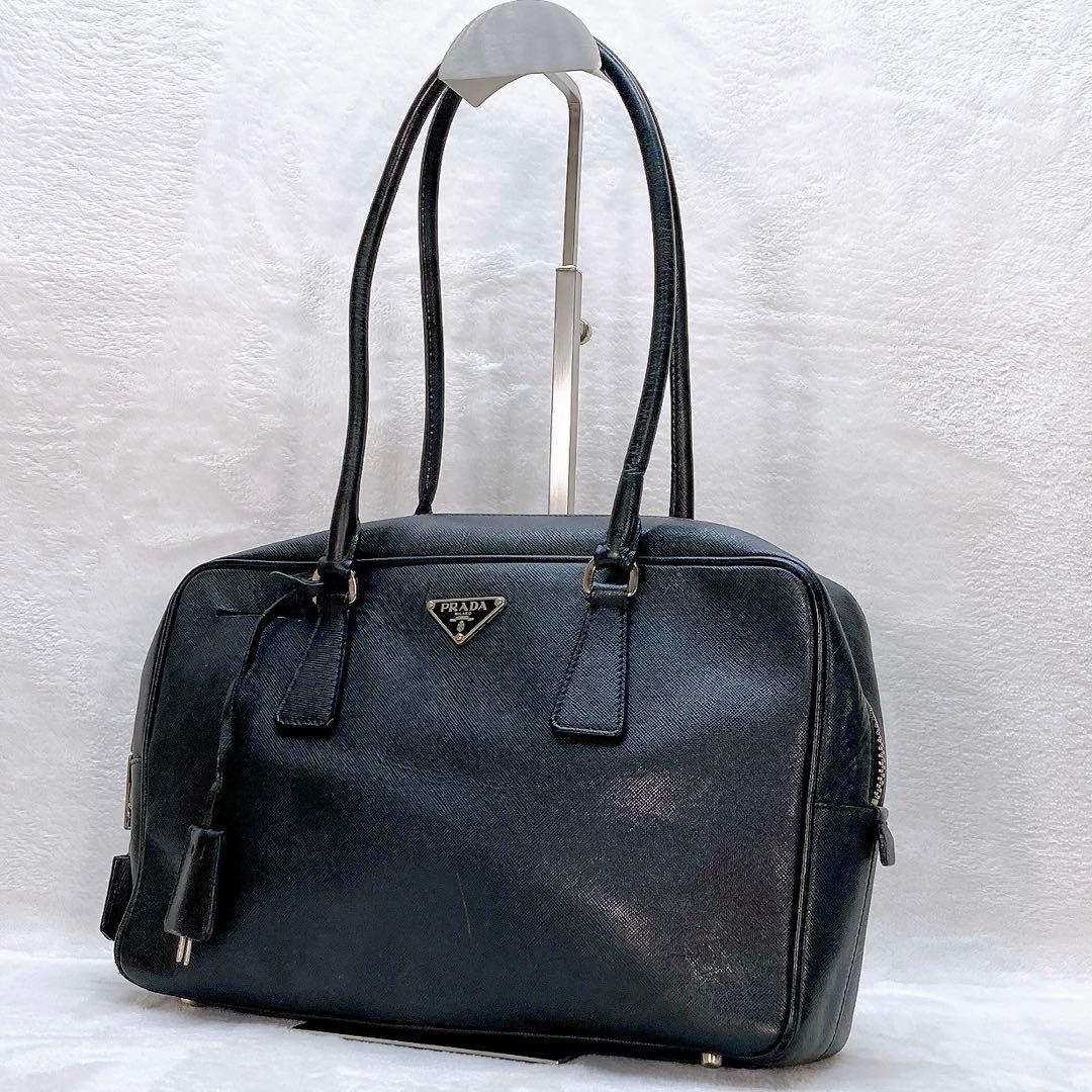 ✨激レア✨プラダ ガレリア トートバッグ ブラック 三角プレート カデナ レザー