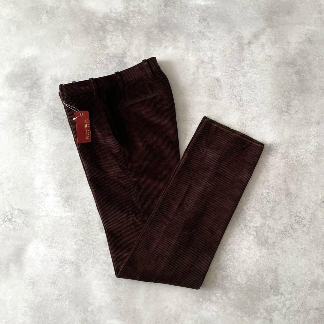 未使用 BERNARD ZINS コーデュロイ ワンタックパンツ ブラウン 38
