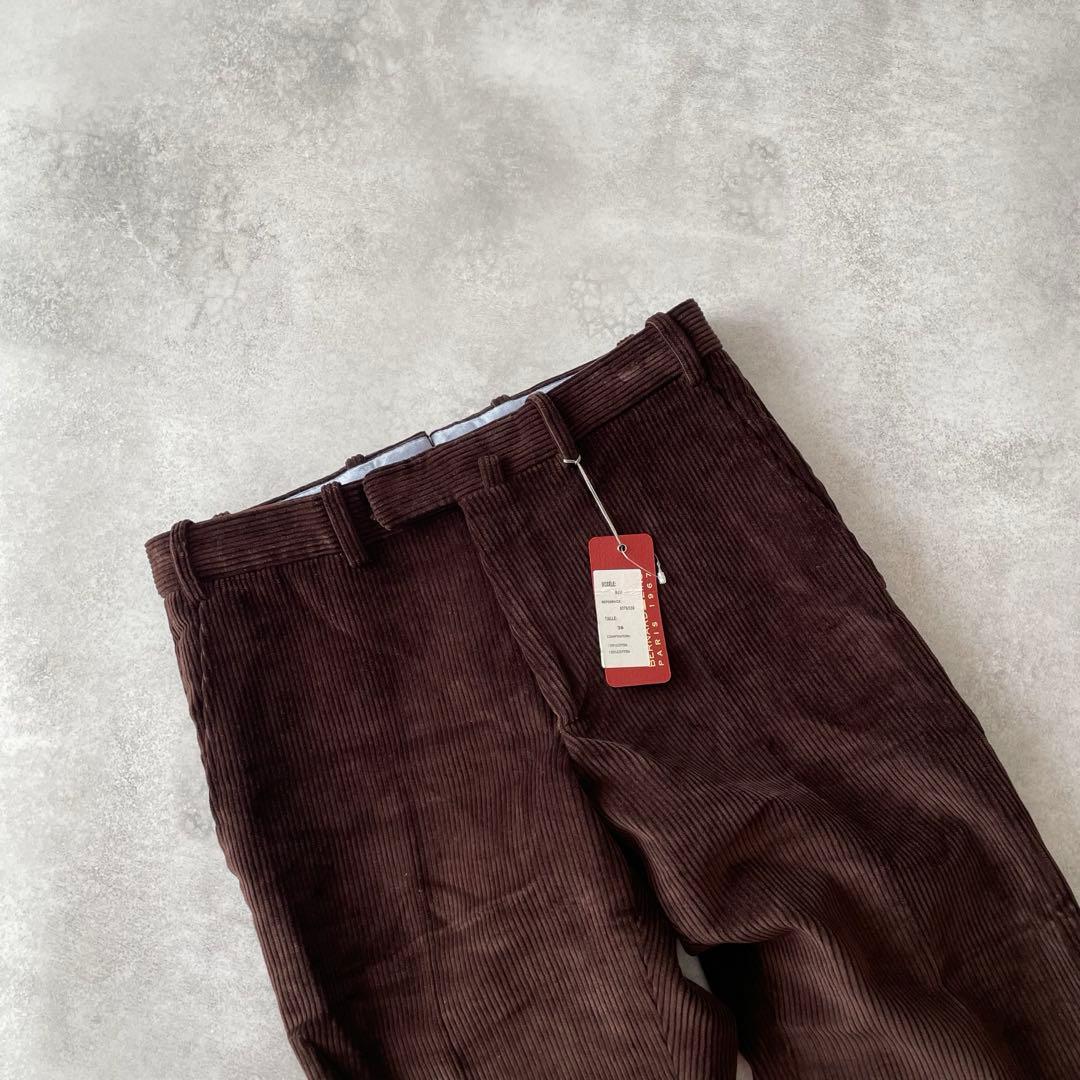 未使用 BERNARD ZINS コーデュロイ ワンタックパンツ ブラウン 38