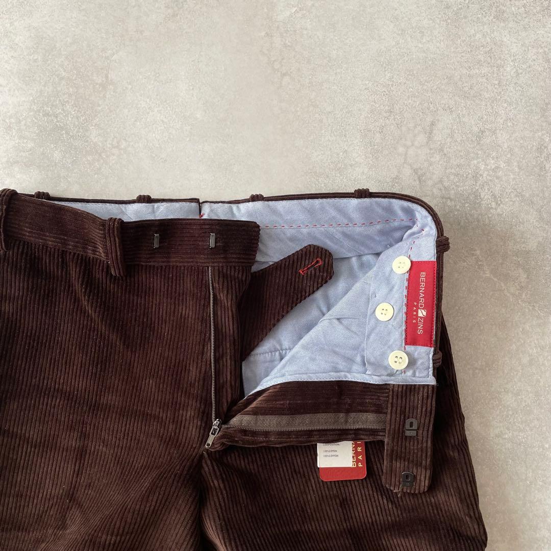 未使用 BERNARD ZINS コーデュロイ ワンタックパンツ ブラウン 38