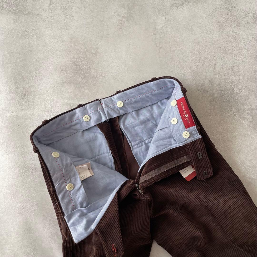 未使用 BERNARD ZINS コーデュロイ ワンタックパンツ ブラウン 38