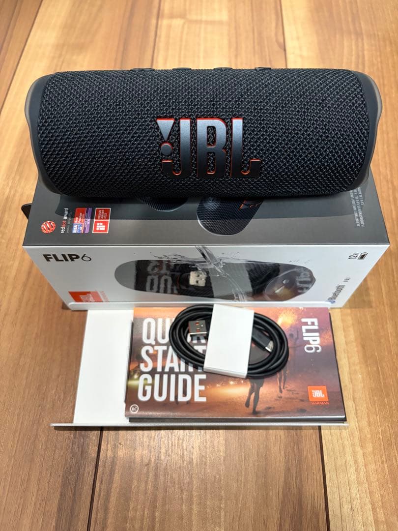 JBL FLIP6（新品未使用の充電ケーブル付き）ワイヤレススピーカー ブラック