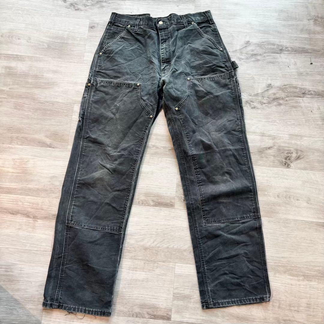 h*読様 【Carhartt】USA製B01 ダブルニー 炭黒フェード#483
