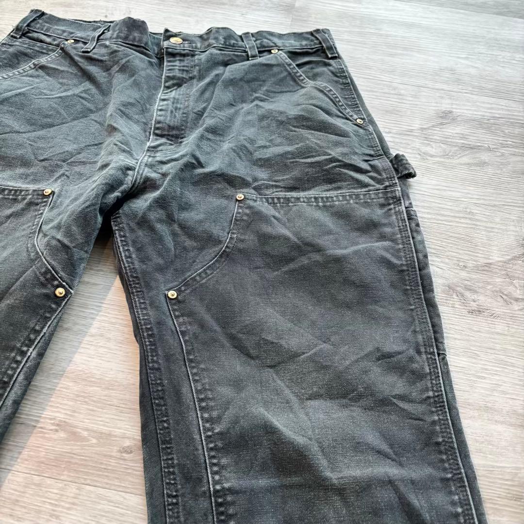 h*読様 【Carhartt】USA製B01 ダブルニー 炭黒フェード#483