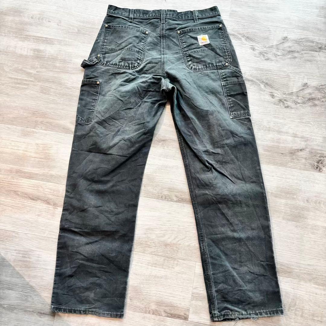 h*読様 【Carhartt】USA製B01 ダブルニー 炭黒フェード#483