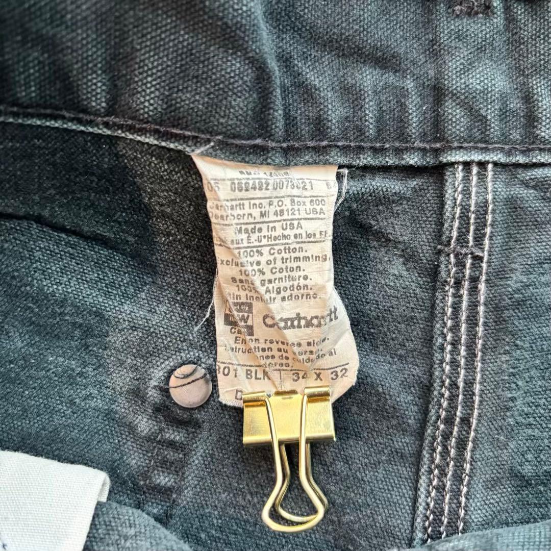 h*読様 【Carhartt】USA製B01 ダブルニー 炭黒フェード#483