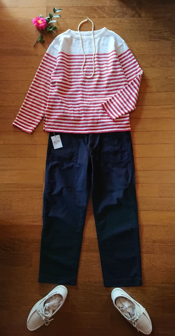 45R☆度詰めバスクボーダーの908オーシャンT/レッド♪