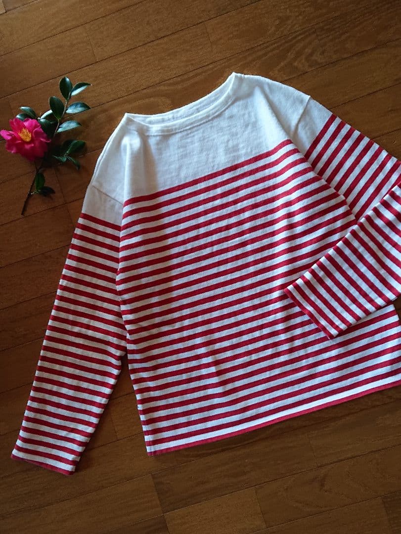 45R☆度詰めバスクボーダーの908オーシャンT/レッド♪