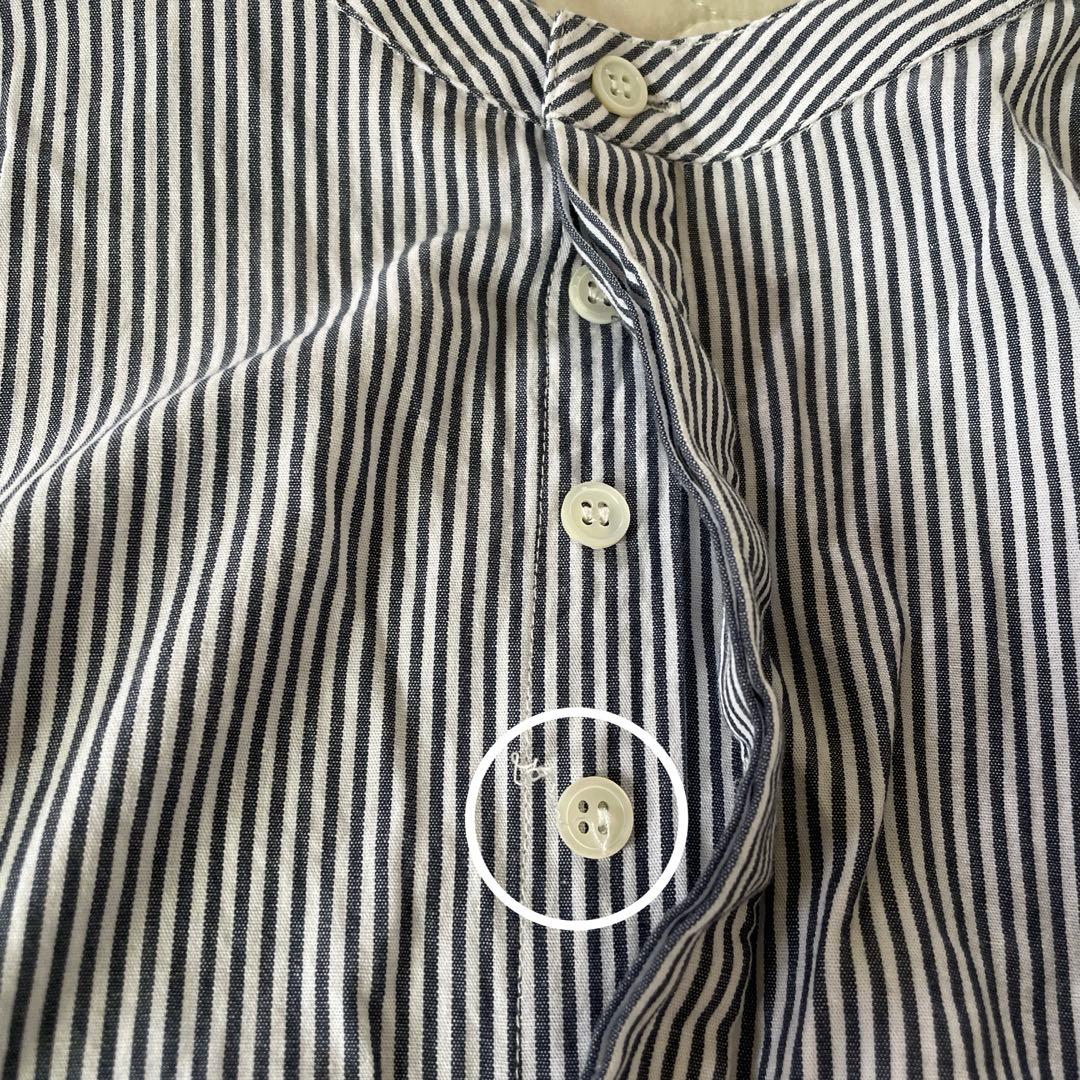 【23SS美品】BEARDSLEY 先染めギャザーチュニックワンピースストライプ