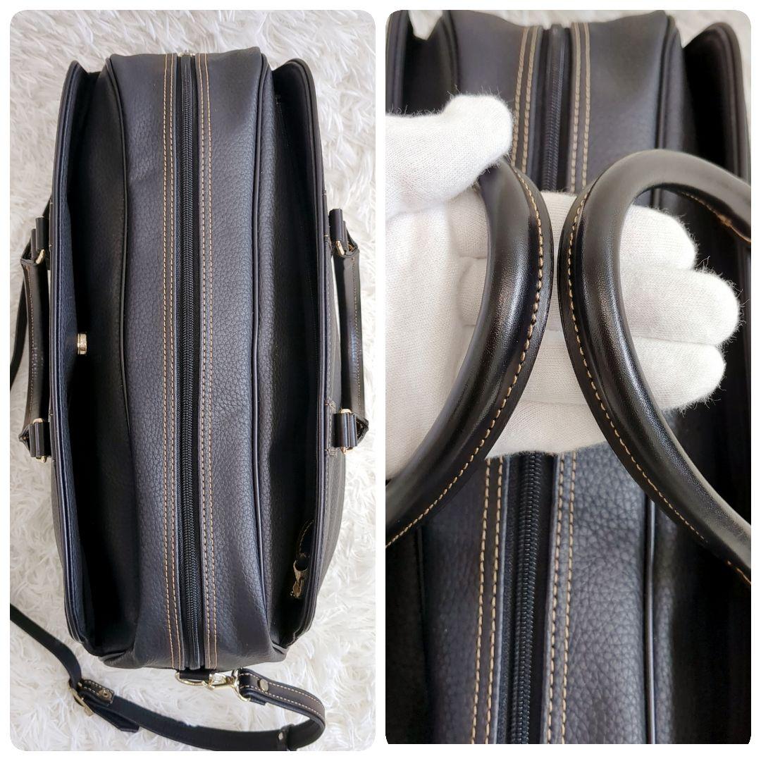 美品✨️豊岡鞄　ボストンバッグ　2way　レザー　ブラック　ショルダーバッグ