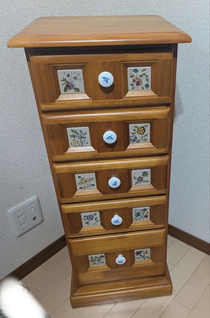 ガラス細工 木製多段チェスト 洋箪笥（送料込）