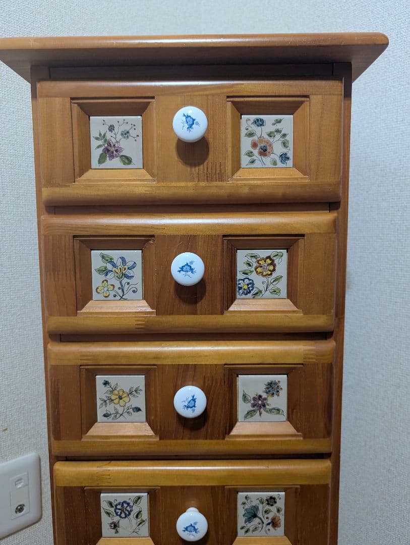 ガラス細工 木製多段チェスト 洋箪笥（送料込）