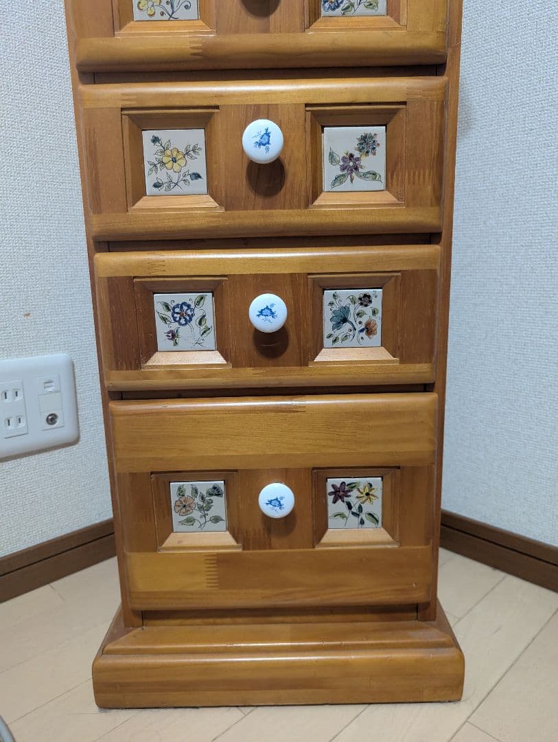 ガラス細工 木製多段チェスト 洋箪笥（送料込）