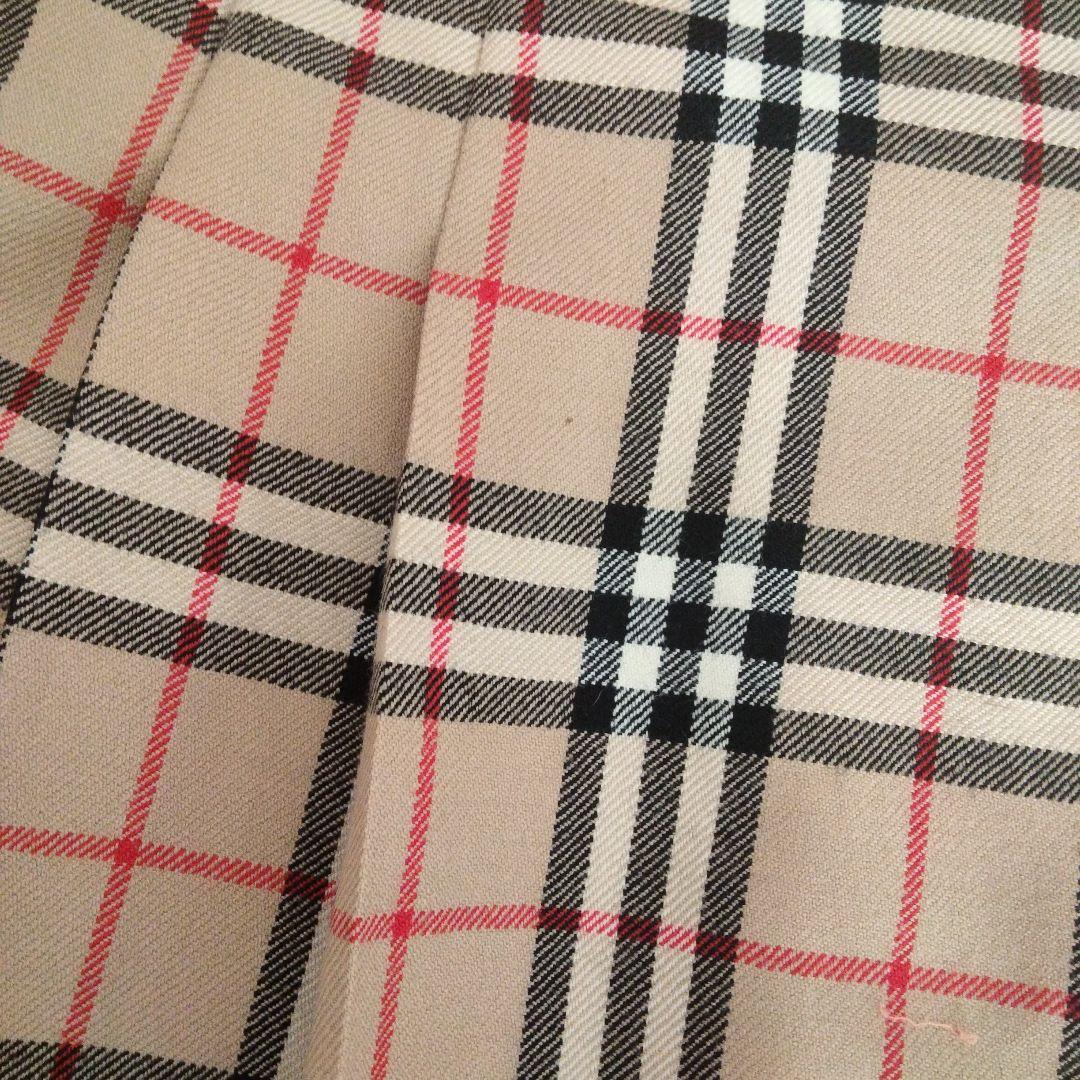 バーバリー　36 ノバチェック柄プリーツスカート ベージュ巻きスカートウール