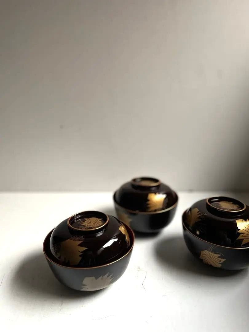 【うさぎ様リクエスト】256 骨董 熨斗紋様吸物椀 4客.419〜2客おまとめ