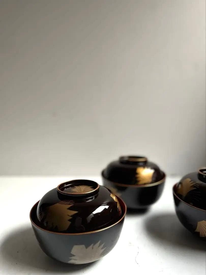 【うさぎ様リクエスト】256 骨董 熨斗紋様吸物椀 4客.419〜2客おまとめ