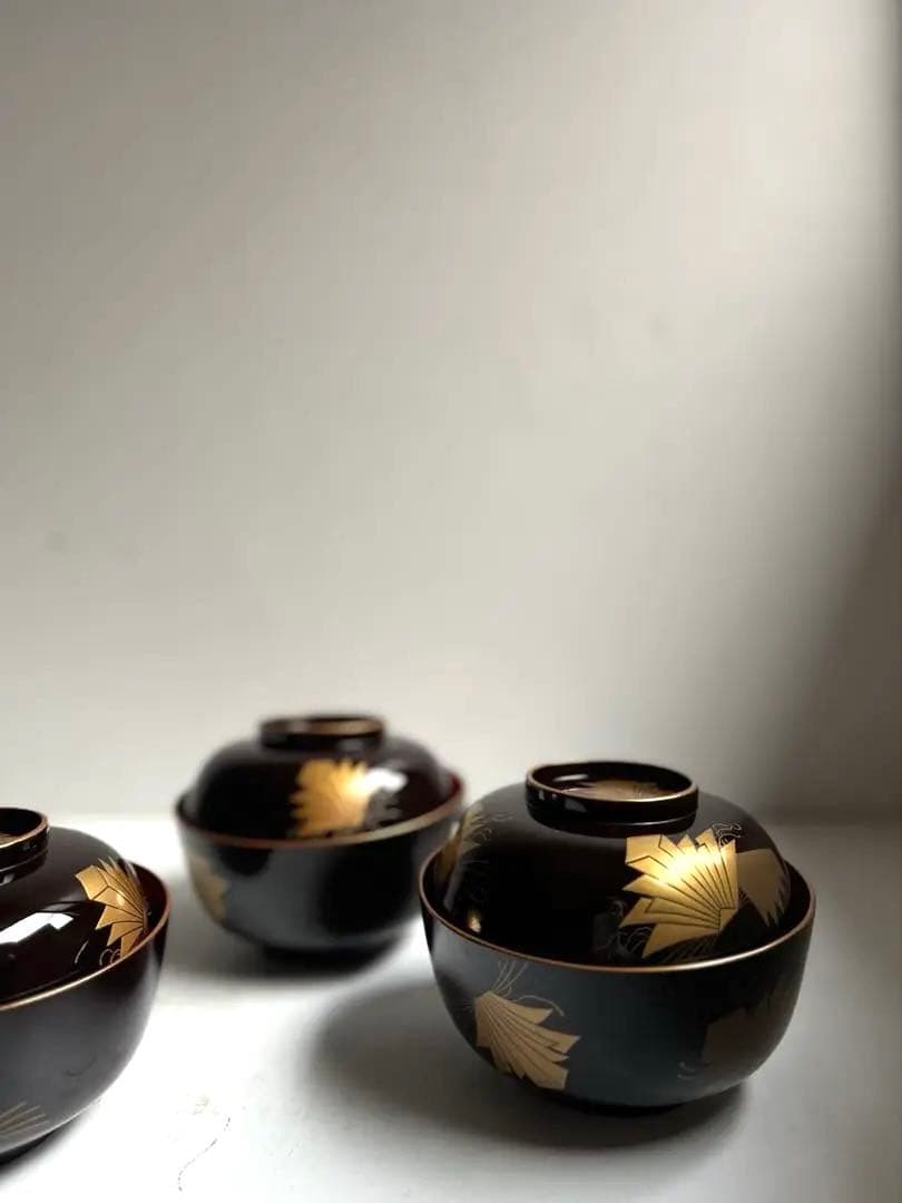 【うさぎ様リクエスト】256 骨董 熨斗紋様吸物椀 4客.419〜2客おまとめ