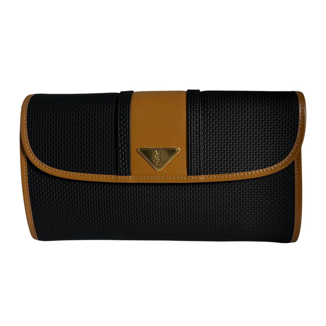 美品 イブサンローラン ヴィンテージ クラッチバッグ YSL レザー ブラック