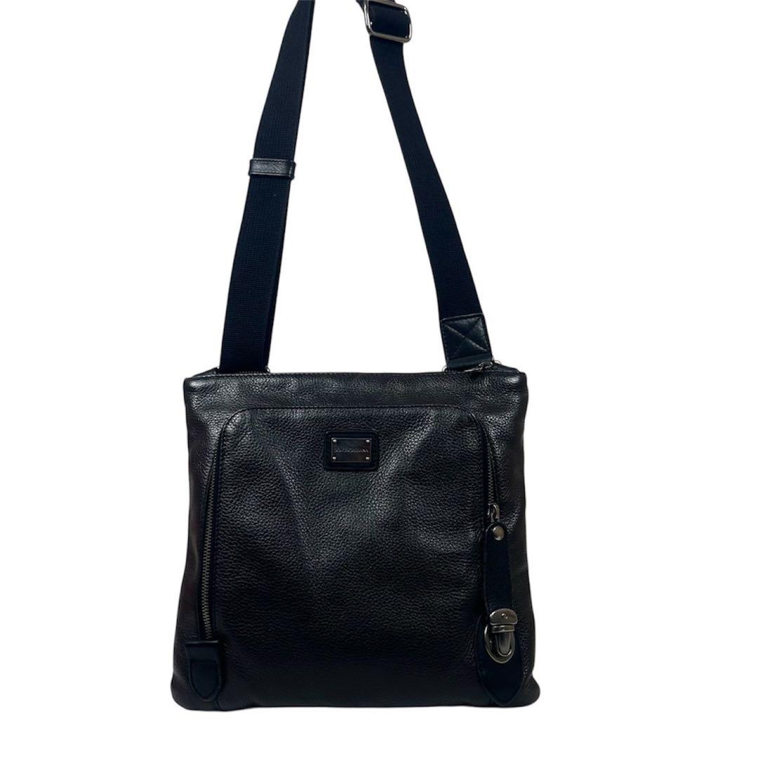 ドルチェアンドガッバーナ　D&G ショルダーバッグ　ロゴプレート　レザー　極美品