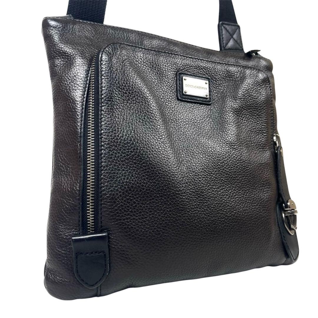ドルチェアンドガッバーナ　D&G ショルダーバッグ　ロゴプレート　レザー　極美品