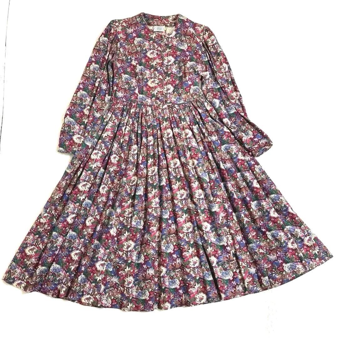 ローラアシュレイ 花柄ワンピース　ヴィンテージ　ロングワンピース　大きいサイズ
