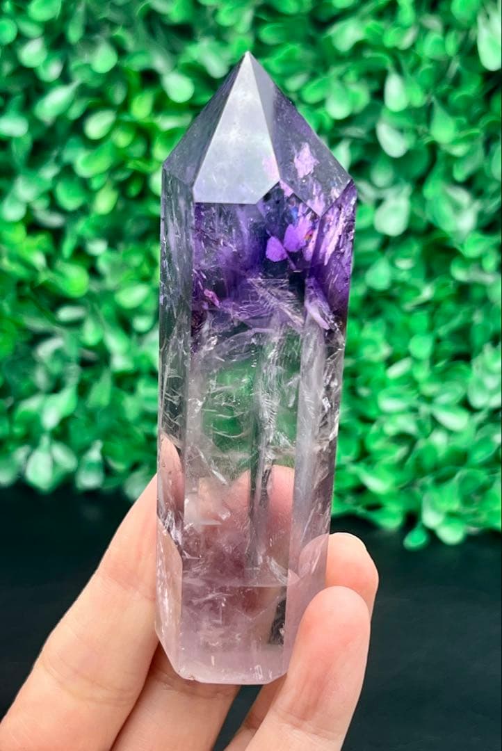 ★激レア　星状ロマネサイトインアメジスト　ロマネシュ鉱入り　ファントム　六角柱