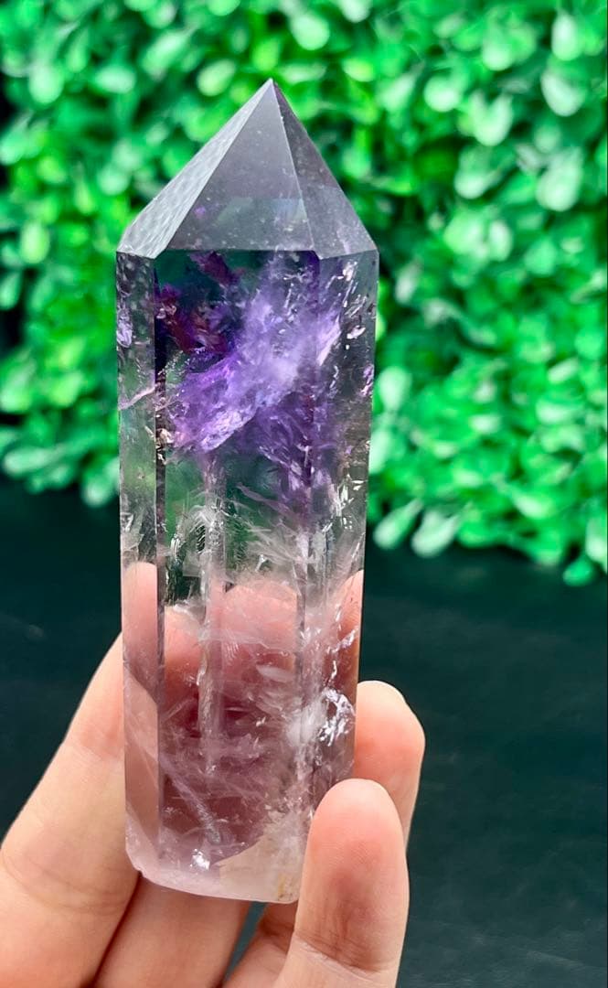 ★激レア　星状ロマネサイトインアメジスト　ロマネシュ鉱入り　ファントム　六角柱