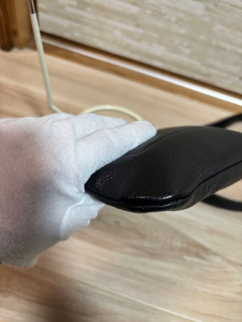 エンダースキーマ　one side belt bag small 黒　リボン付き