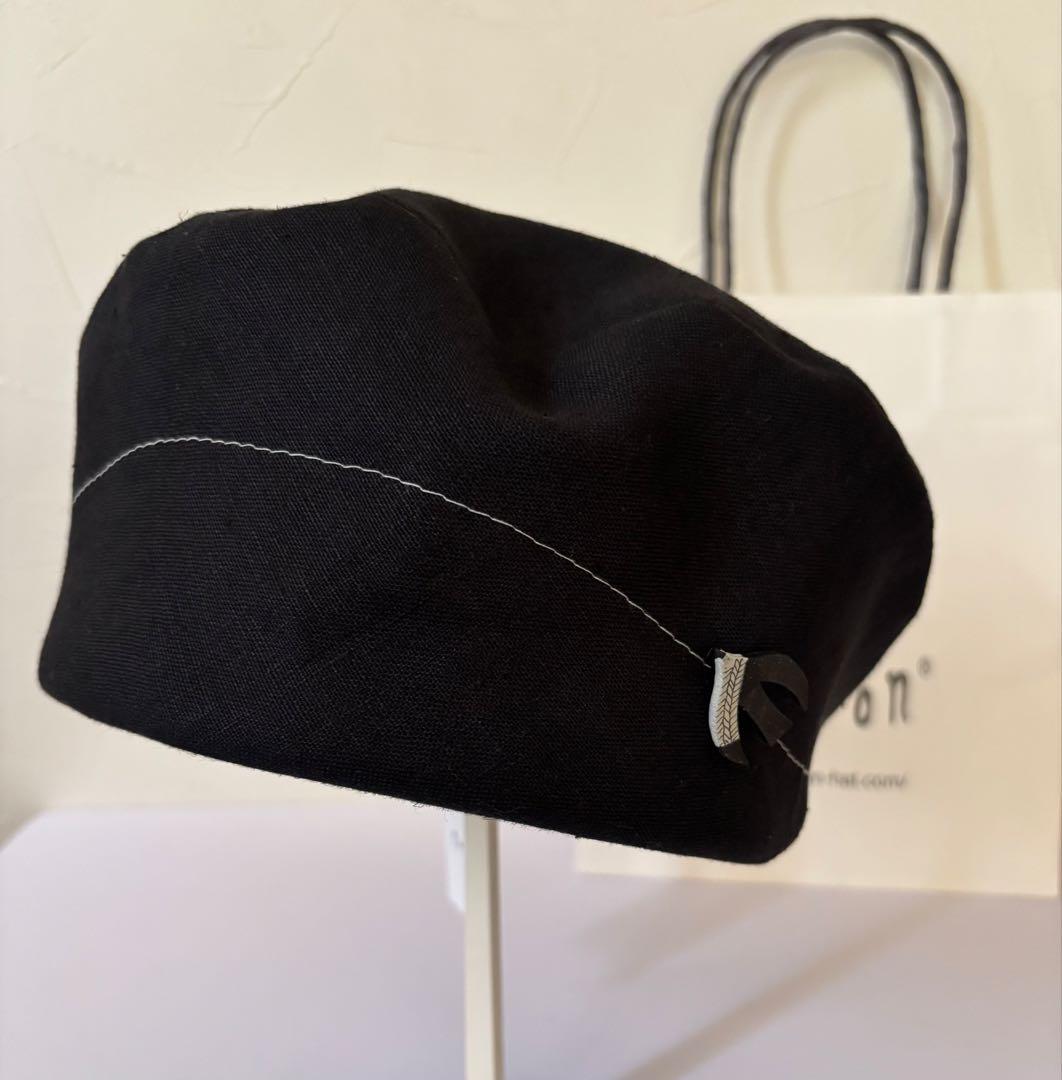 【新品未使用】PUTON/プットオン　ベレー帽　TORI 麻　ブラック