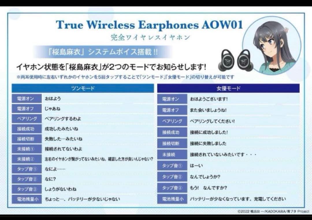 新品*青春ブタ野郎 青ブタ 桜島麻衣 ONKYO ワイヤレスイヤホン 瀬戸麻沙美