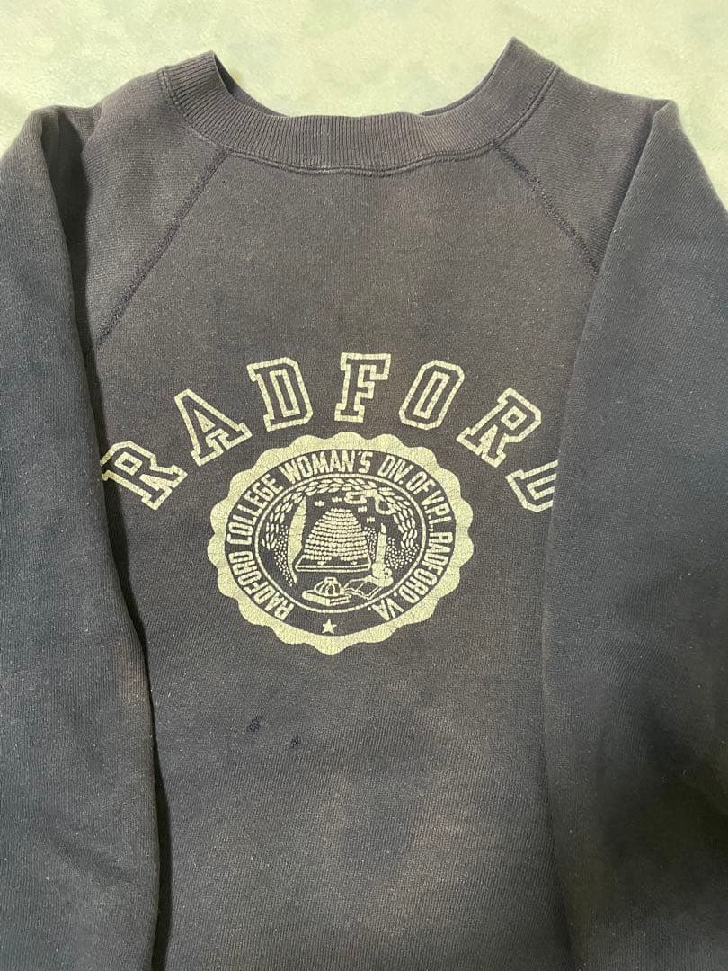 ナス紺　ビンテージスウェット　フェード　ラグラン