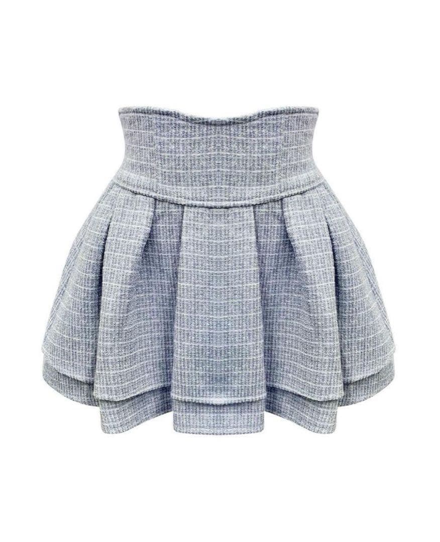 美脚になれる♡ラメツイードスカート ブルー M