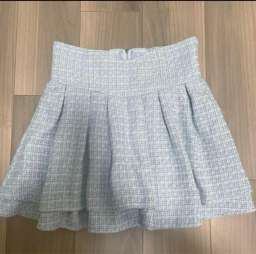 美脚になれる♡ラメツイードスカート ブルー M