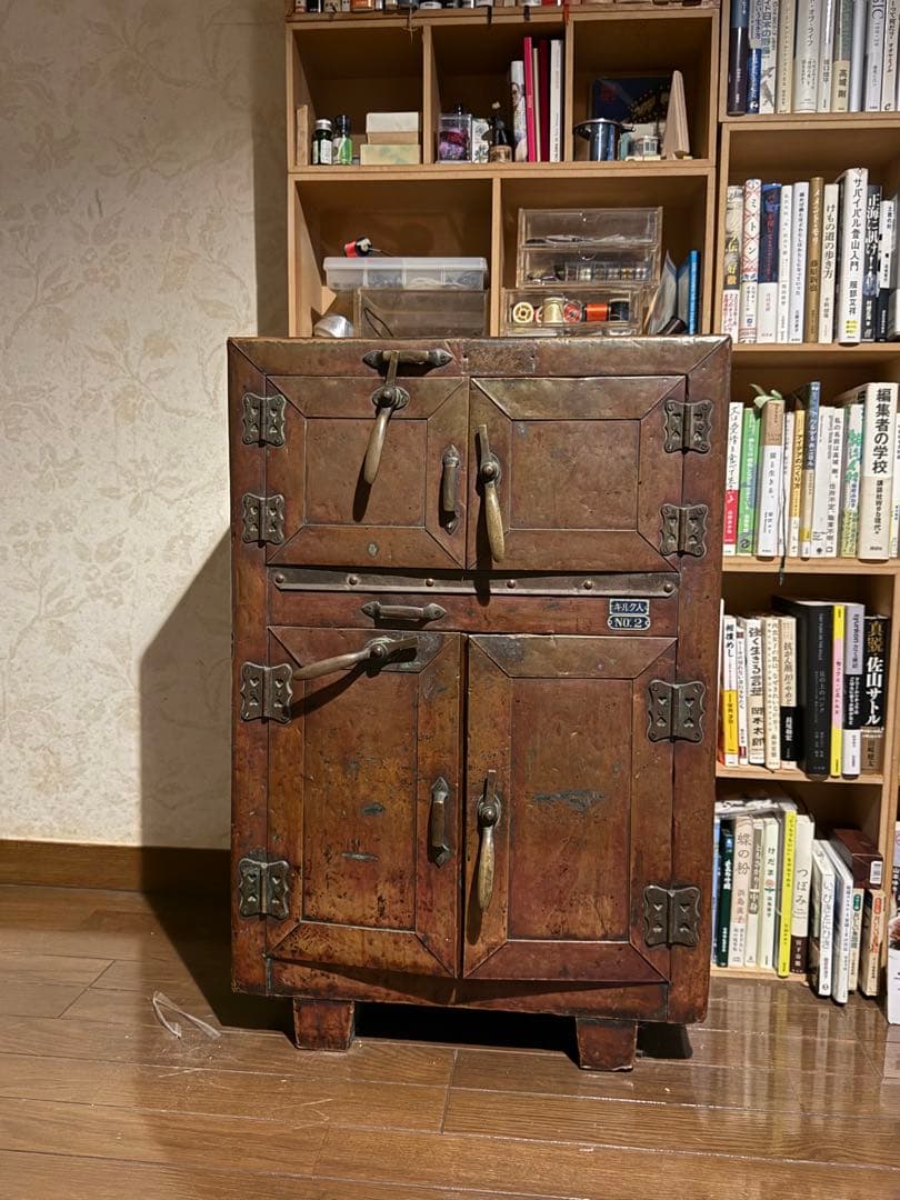 再値下げ！昭和レトロ 氷冷蔵庫 キルク入りNO.2／銅製アンティーク