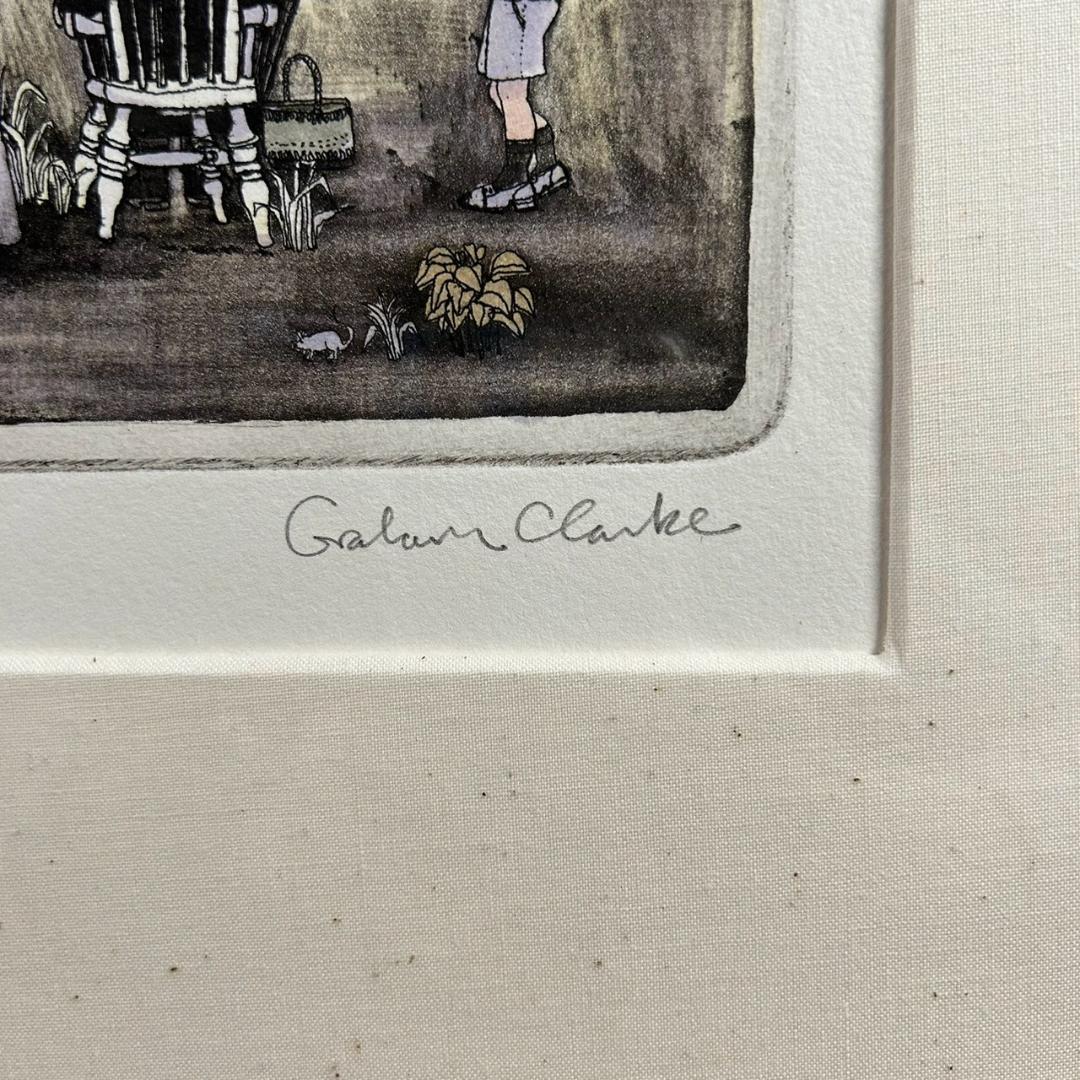 美品 グラハム・クラーク「Gran's Hat」銅版画+手彩色 直筆サイン入