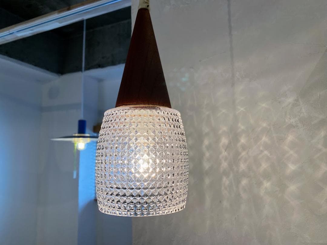 1960s デンマーク製 チーク ガラス ペンダントライト