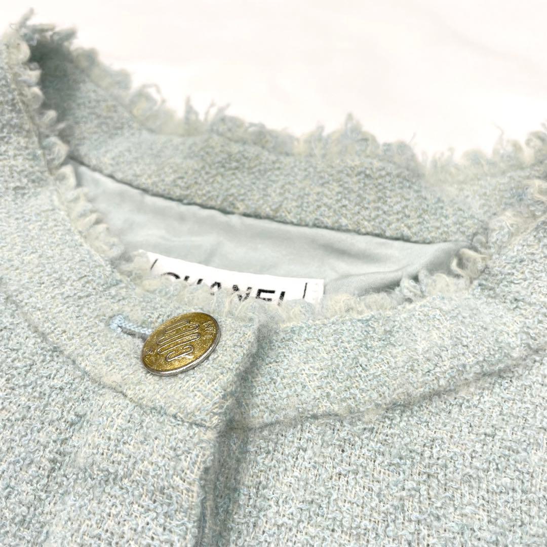美品✨CHANEL ツイード　ジャケット　半袖　金ボタン