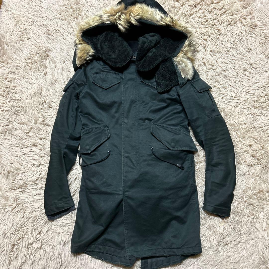 名作WJKデストロイコットンツイルモッズコートブラックS