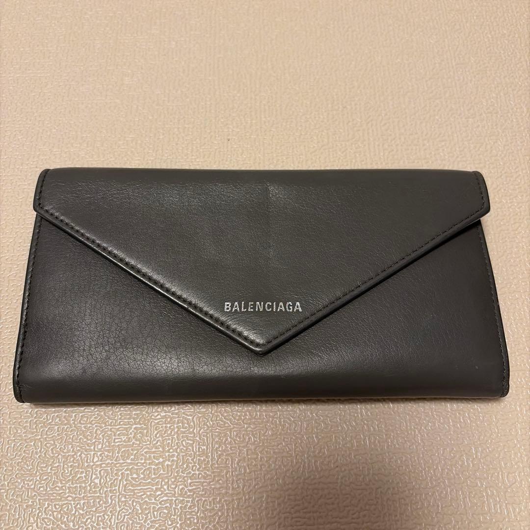 BALENCIAGA PAPIER グレーレザー長財布