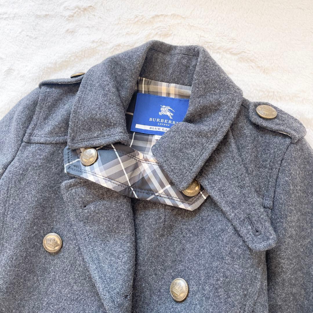 美品★バーバリーブルーレーベル　Pコート　金ボタン　ナポレオンコート　38