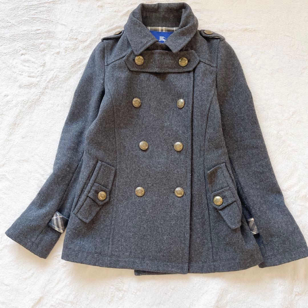 美品★バーバリーブルーレーベル　Pコート　金ボタン　ナポレオンコート　38