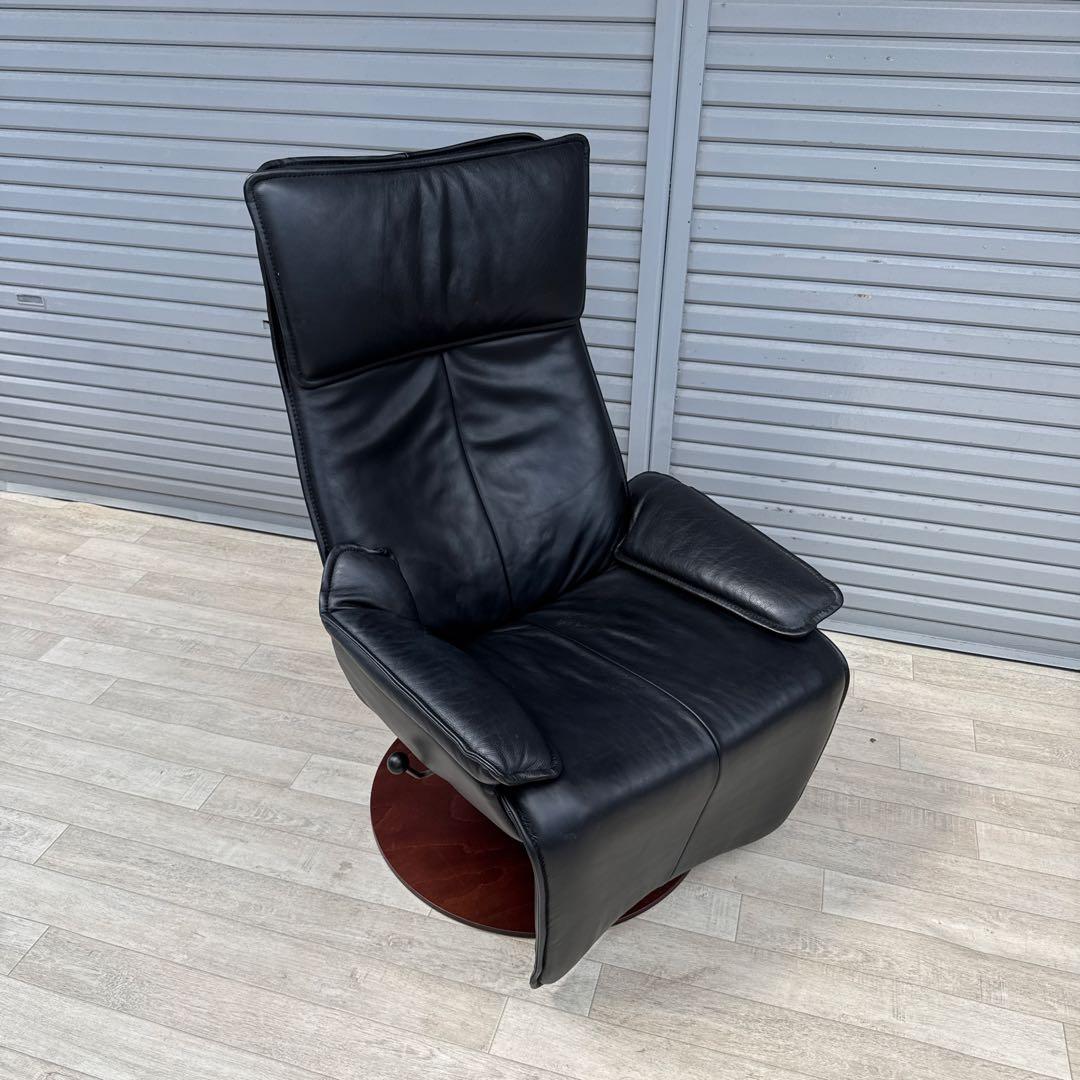 最高級 北欧 ノルウェー MODI モディ リクライニングチェア 総革 ブラック