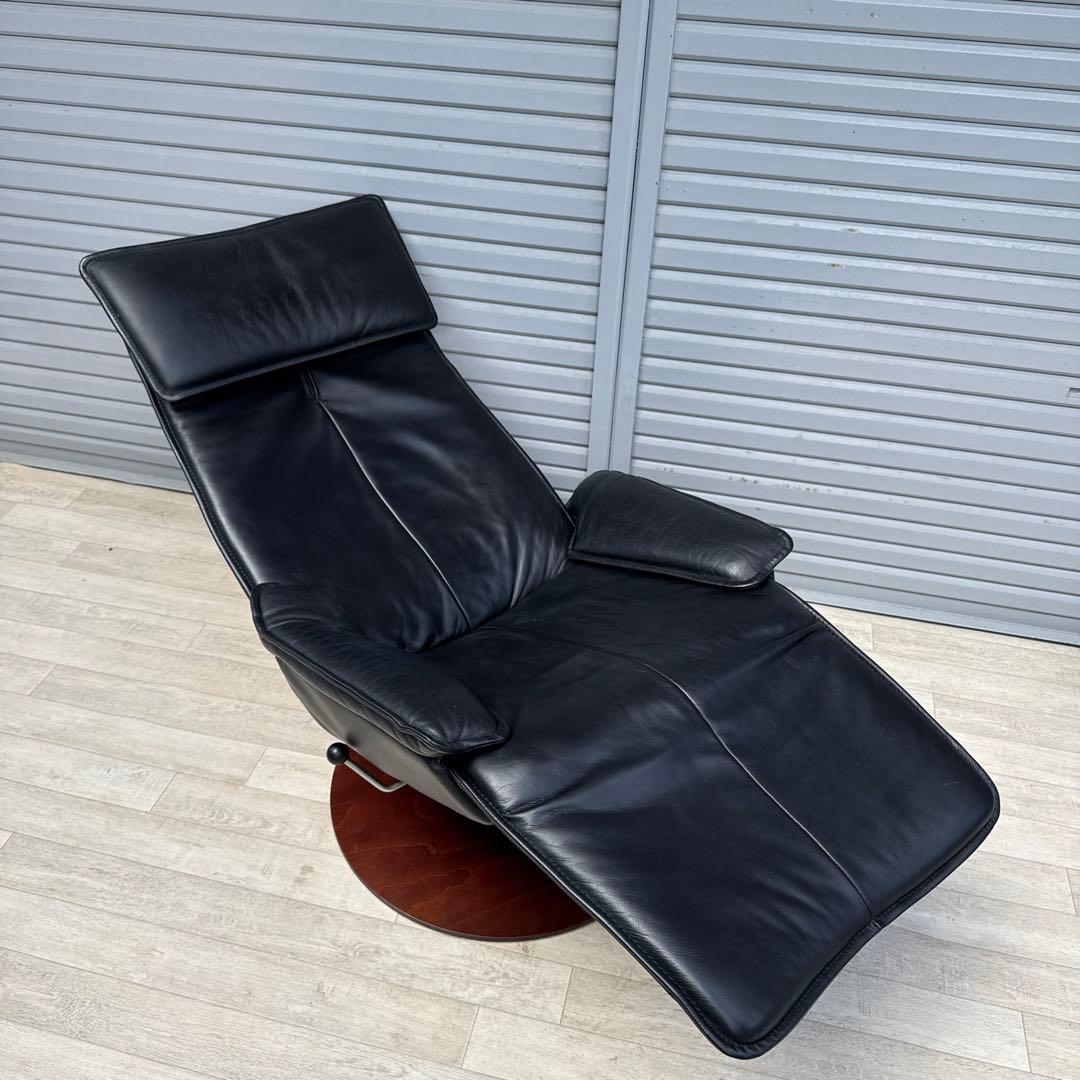 最高級 北欧 ノルウェー MODI モディ リクライニングチェア 総革 ブラック