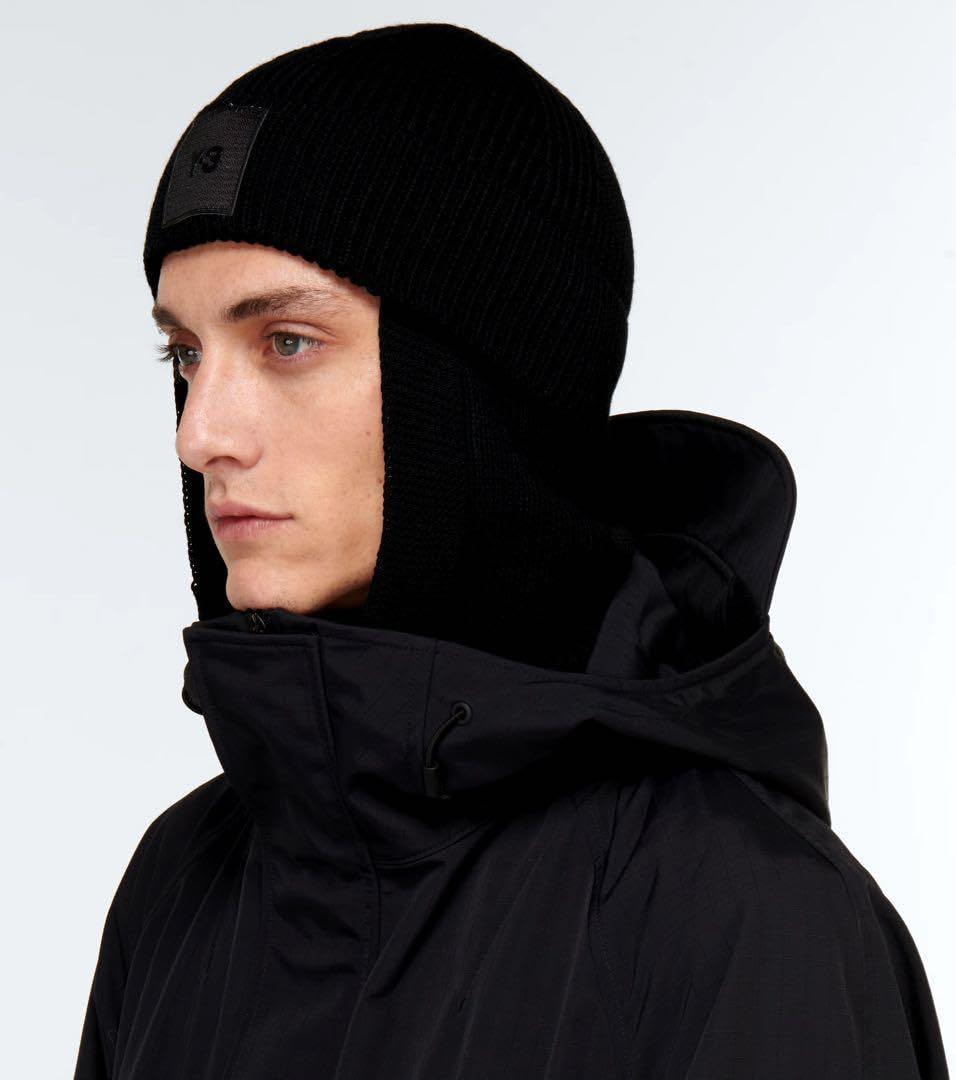 k*&様 Y-3 フード付きニット帽 黒　バラクラバ